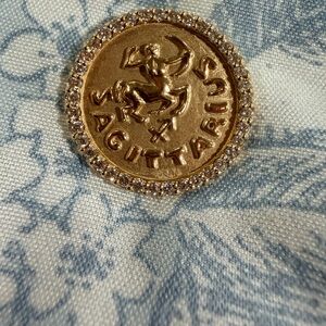 Diamond Sagittarius Zodiac Charm Pendant 0.54 Carats 14 Karat Yellow Gold